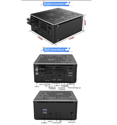 Mini Computer desktop da gioco Intel Core I9 10980HK Mini PC server 2