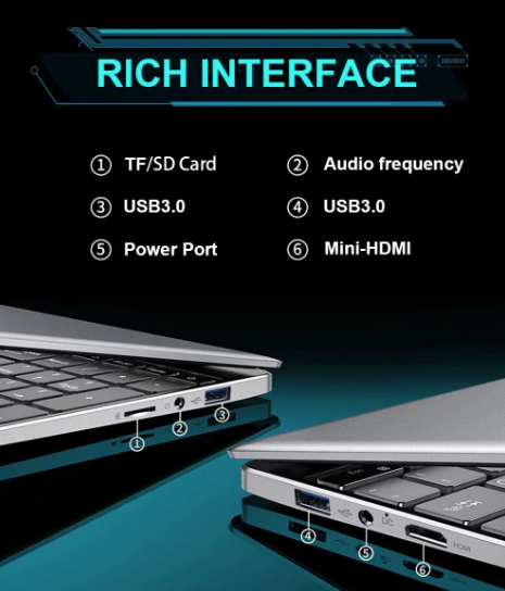 Laptop da 15,6" Intel Core i7 8500Y Windows 11 Pro Sblocco impronta digitale 16 GB RAM