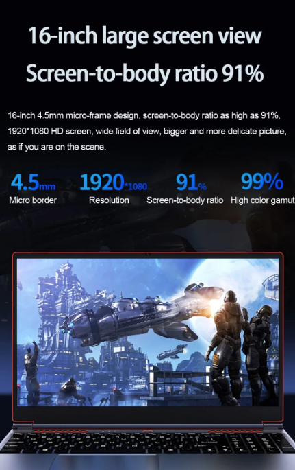 Laptop da gioco S6 da 16,1 pollici 4800 mAh Intel Core i9-13900HK RTX4050 4G 64 GB 2 * DDR5 2 * M.2 4 TB 144 Hz PCI