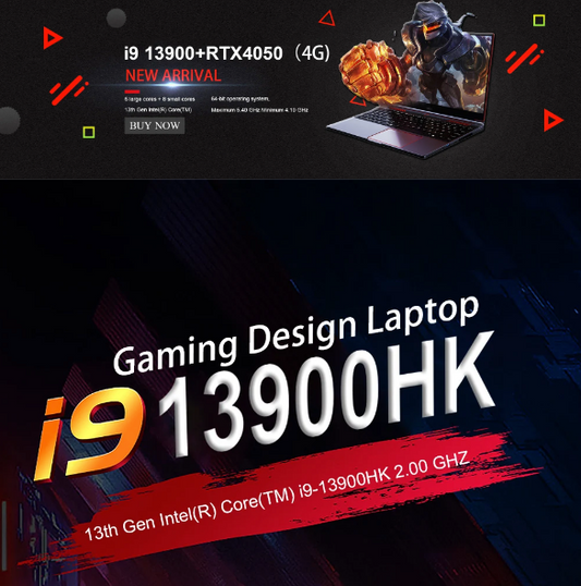 Laptop da gioco S6 da 16,1 pollici 4800 mAh Intel Core i9-13900HK RTX4050 4G 64 GB 2 * DDR5 2 * M.2 4 TB 144 Hz PCI