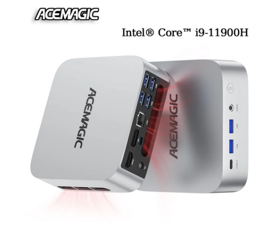 ACEMAGIC M1 Mini PC da gioco Intel Core i9-11900H 32 GB, 1 TB, Mini computer 4K Triplo display Mini computer desktop BT5.2/WiFi 6/Doppio canale