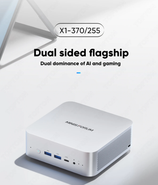 MINISFORUM AI X1 370 Mini PC da gioco AMD Ryzen AI 9 HX 370 R7 H  OCuLink 2 * USB4 Doppio altoparlante incorporato Computer desktop WiFi7